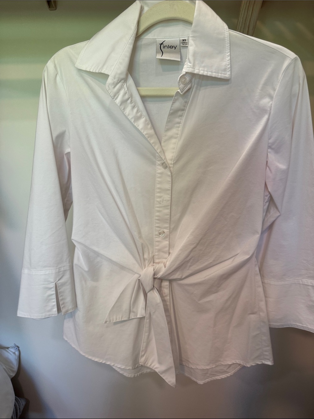 Finley White Tie-Front Button Down Shirt